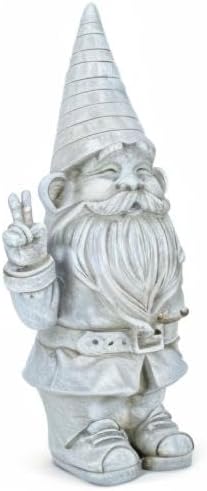 NAT & JULES Gnome 12 inch Resin Stone Garden Statue (Peace Gnome)