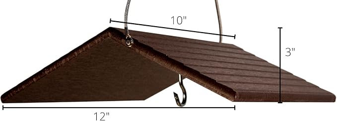 JCs Wildlife Poly Weather Cover - Rain Guard - Hang Bird Feeder or House Underneath for Protection from Rain or Snow - Easy to Clean and Use (Medium, Brown)