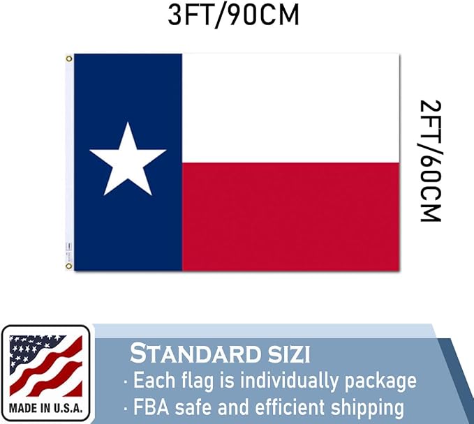 Texas State Flags 2x3 Outdoor Heavy Duty Double Sided Nylon Vivid Color Anti-Fading with 2 Brass Grommets for Home/Company/Indoor Outdoor Decoration