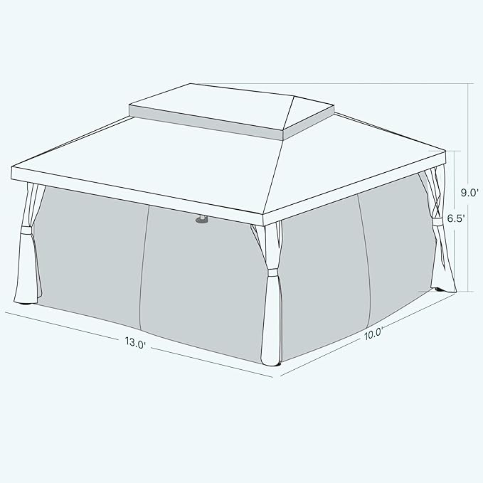Grand Patio 10x13 Ft Outdoor Gazebo with Mosquito Netting and Curtains, Sturdy Straight Leg Tent Soft Top for Patios, Deck, Backyard