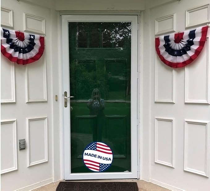 Made in America by Old Glory Bunting. American Pleated Fan Flag Bunting. 1 x 2 ft Stars & Sewn Stripes USA Indoor/Outdoor Cotton Bunting Banner. Perfect for July 4th and America 250 events.