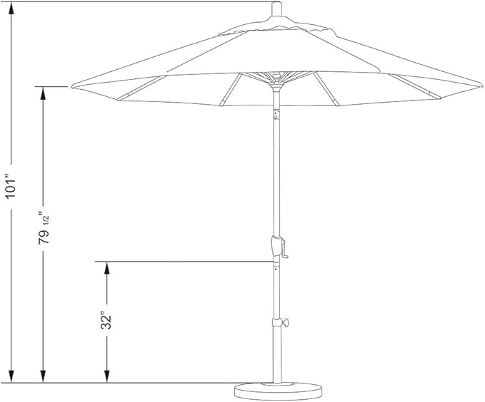 California Umbrella 9' Rd Pacific Trail Series Aluminum Patio Umbrella, Crank Lift, Push Button Tilt, Black Finish, Sunbrella Tangerine Fabric