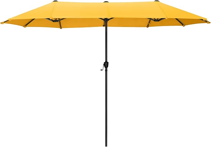 PHI VILLA 13ft Large Patio Umbrellas, Double-Sided Outdoor Market Rectangle Umbrella for Outside, Golden Yellow