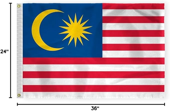 AGAS Malaysia Flag 2x3 ft Outdoor 200D Nylon Double Stitched Hem Rust Proof Brass Grommets Canvas Header Malaysian National Flag