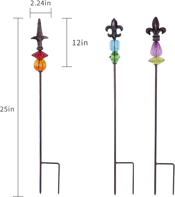 Garden Stake Outdoor Metal Garden Stake Plant Pick Cute Metal Stick Art Ornament Decor for Lawn Yard Patio,3PCS, 25" H Magic Wand