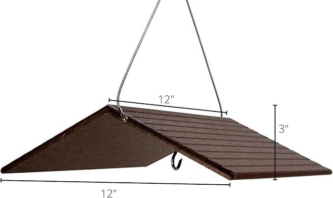 JCs Wildlife Poly Weather Cover - Rain Guard - Hang Bird Feeder or House Underneath for Protection from Rain or Snow - Easy to Clean and Use (Large, Brown)