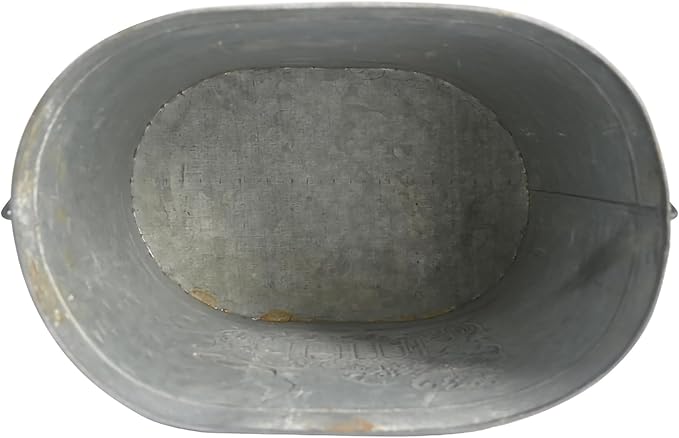 Set of 2 Vintage Distressed Metal Planter, Decorative Flower Buckets with Floral Embossing, Rustic Farmhouse Flower Pot for Herbs Succulents, Wedding Party Home Decor Accents