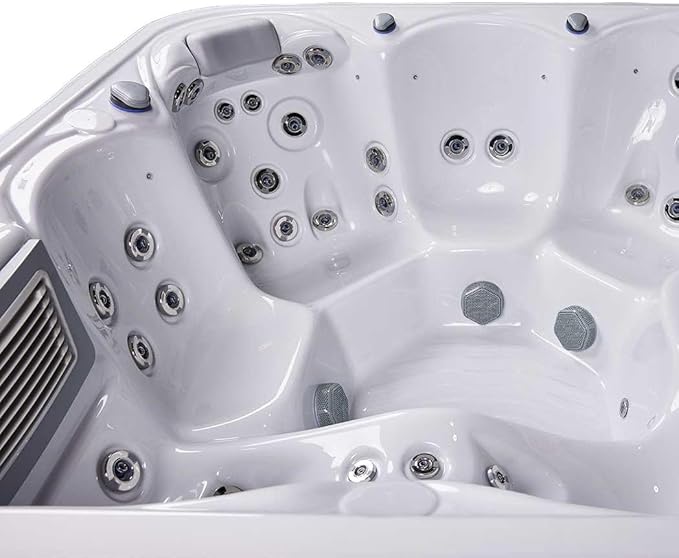 Bueno Spa New York 6 - Person - 49 Jet Hot Tub with New Artic Max Insulation, LED Lights, Ozonator, and Cover