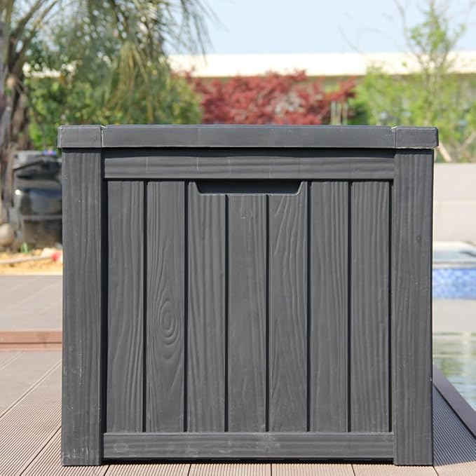 BTEXPERT 150 Gallon Outdoor Storage Container Deck Box with Metal Support Rods for Patio Furniture Garden Tools Waterproof Lockable UV Resistant Resin Set of 2