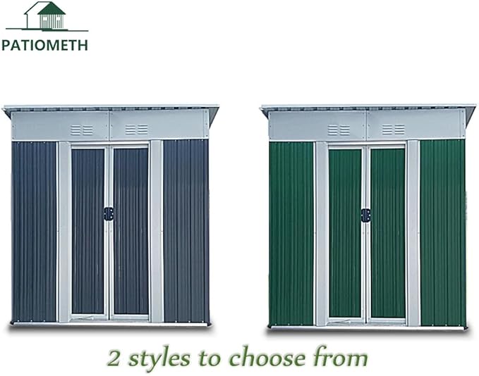 Outdoor Vertical Metal Storage Shed 5 x 3 Feet, Corrosion Resistant Steel with Sliding Door Suitable for Garden Bike, Tool Metal Storage Shed (Green)