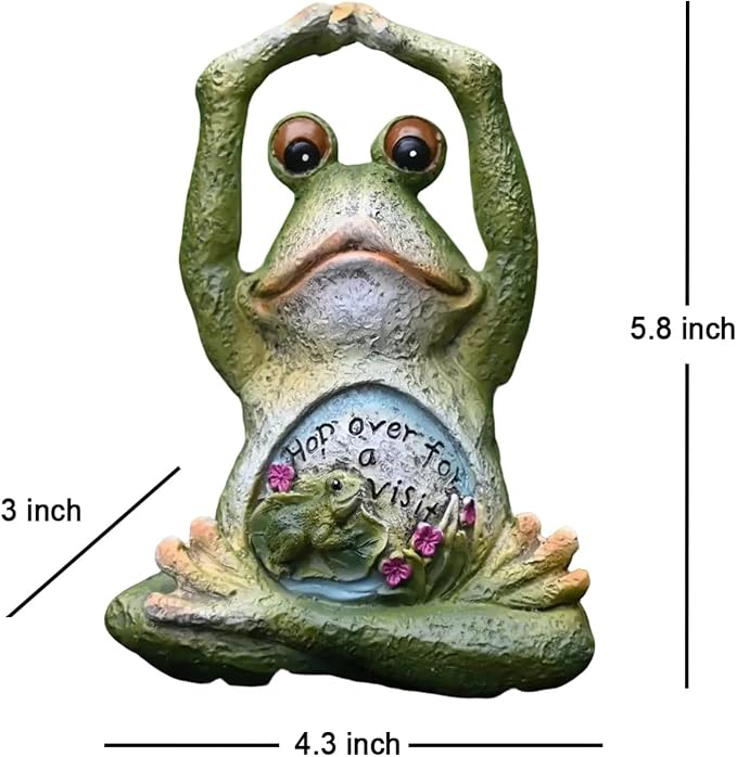 OwMell Frog Statue for Garden, Green Frog Figurine for Outdoor Decor Yard and Garden Decoration Resin Sculpture 6 Inches - Yoga