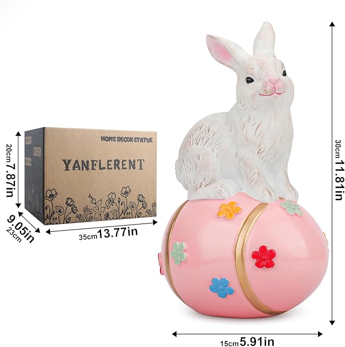 Large Rabbit Figurines Decoration for Home, Hand-Painted Bunny Figurine Statue for Garden, Indoor & Outdoor Decoration, Suitable for Mother Gift, Women Birthday Gift