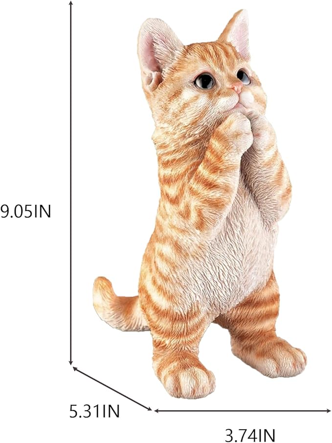 Elenon Praying Cat Figurine Garden Decor, Ornaments Pets Memorial Art Decorative, Kitten Statue Gift for Home Yard Patio Lawn Flower Bed (Orange)