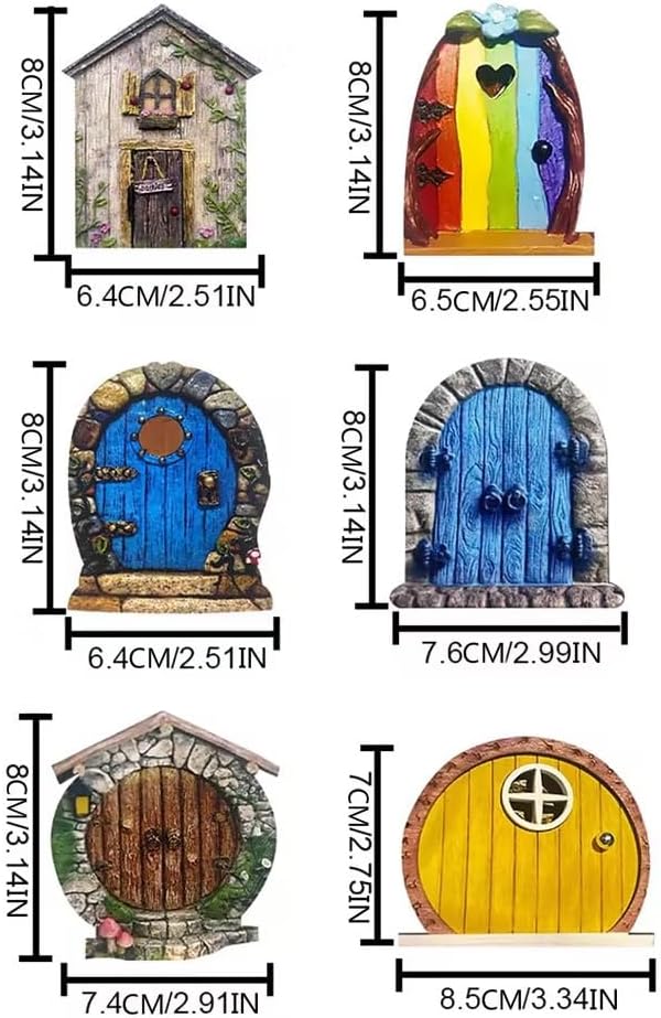 Yellow Archway Mini Fairy Garden Door for Tree, 3D Miniature Fairy Door for Fairytale Tiny House Doors, Bonsai Terrarium Micro Landscape Decoration Accessories Garden Miniatures