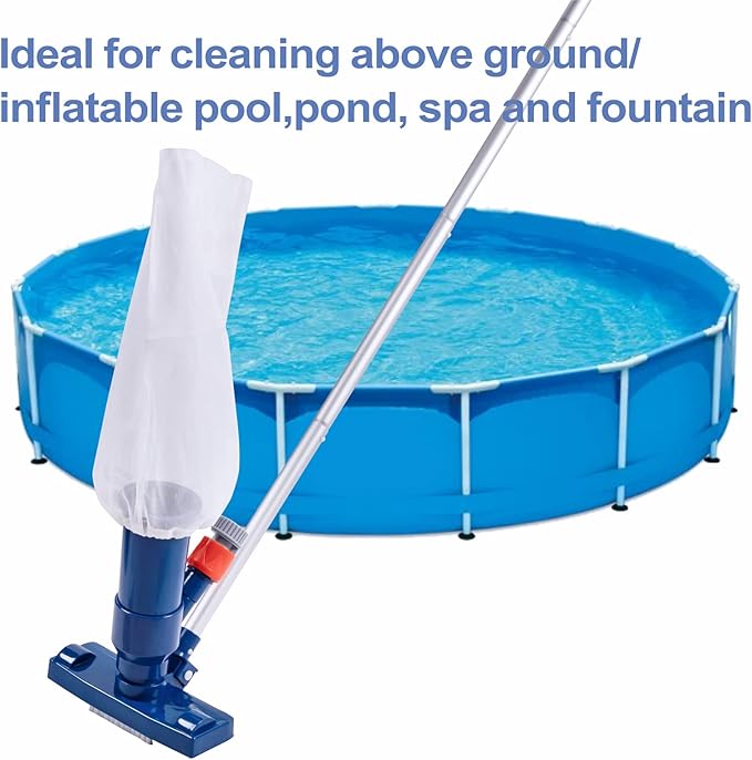 Upgraded Swimming Pool Spa Jet Vacuum Cleaner with Brush & 56" Pole,for Above Ground/Inflatable Pool,Hot Tub,Pond, Spa, Lake and Fountain