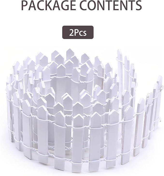 35 Inch Mini Fairy Garden Fence - White Wood Picket Fence for Crafts, Dollhouses, Plant Pots, and Home Garden Projects (2 Pack)