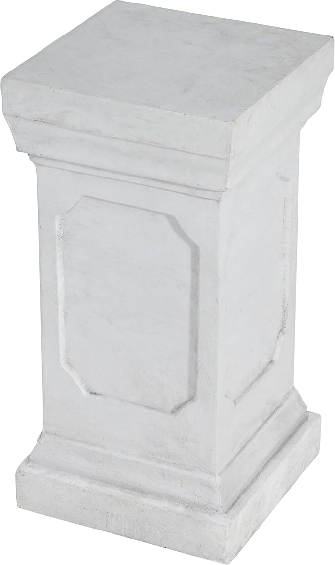Decorative Roman Column Pedestal Column Plant Stand, Vintage European Style Classical Garden Pillar, Indoor Outdoor Decor, Pedestal Columns Plants Standing for Entryway Garden Yard Home (Antique White/19.25''H)