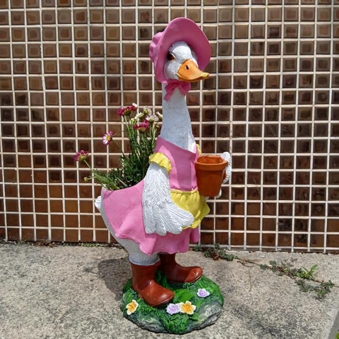 Couple Duck Garden Statue Duck Succulent Plant Flowerpot Goose Flowerpot Indoor and Outdoor Art Decoration Courtyard Terrace Balcony Living Room Office Decoration Festival Gifts