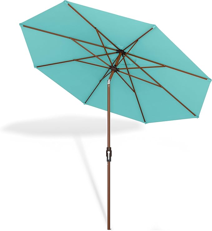 Midtown Umbrellas Sunbrella Umbrella Outdoor Patio Umbrella 2-8 Feet in Aruba Acrylic Fabric - Auto-Tilt Aluminum Frame For Backyard Umbrella, Deck Umbrella & Porch Umbrella - Wooden Pole