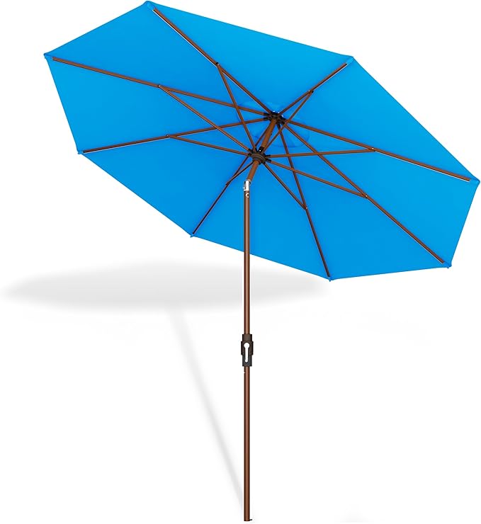 Midtown Umbrellas Wooden 2-8 Feet Outdoor Patio Umbrella, Terylast Cobalt Blue Fabric, Aluminum Frame For Backyard Umbrella, Deck Umbrella, Garden Umbrella & Pool Umbrella - Wooden Pole