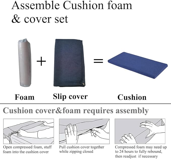 48 x 18 Inch Piano Bench Cushions for Indoor Furniture with Ties Non Slip Kitchen Dining Room Bench seat Cushion for Shoe Storage Ottoman Window Settee Pad,Navy Blue