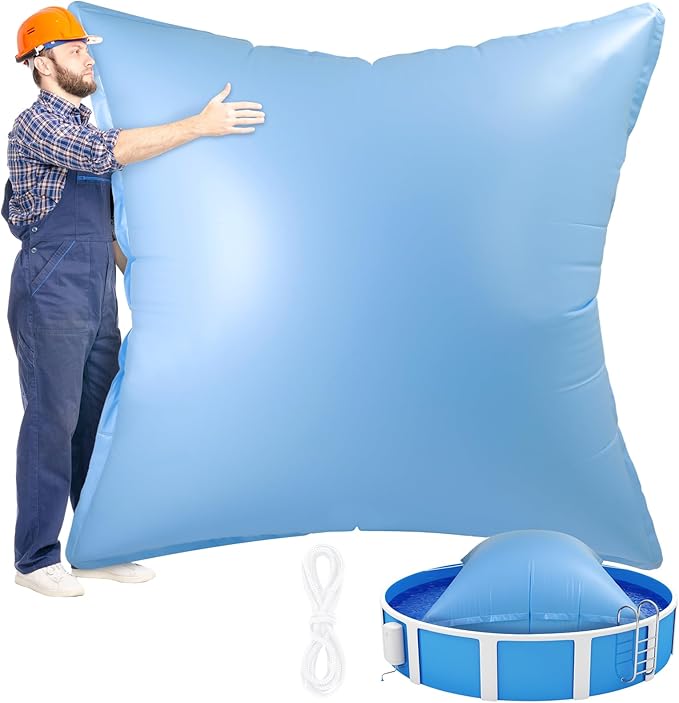 Hungdao 6 ft x 6 ft Pool Air Pillows for Above Ground Heavy Duty Air Pillow Kit for Winterize Closing Large Square Cushion Swimming Pool Closing Protects Covers with Cords