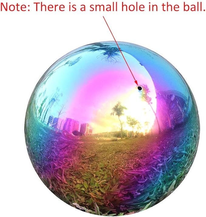 USHome Rainbow Home Garden Gazing Globe Mirror Balls, Polished Stainless Steel Shiny Sphere, Ideal As a Housewarming Gift (8 Inch)