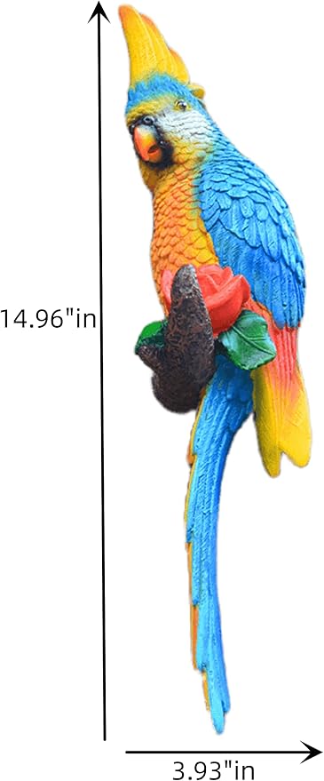 Tropical Hanging Parrot Decor,Resin Bird Figurines,Real Bird Statues,Home Ornament Decor for Tiki Bar,Perfect for Yard Ornaments,Tree Decorations Outdoor,Patio,Lawn,Tree Trunk, Porch