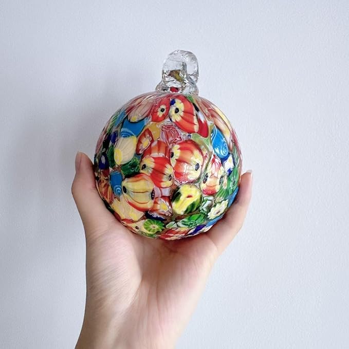Yao Yuan 4 Inch Garden Hanging Gazing Ball Hand-Blown Glass for Hanging Gardens Window Outdoor Gazing Ball Witch Balls Glass Ornament (Multicolor)