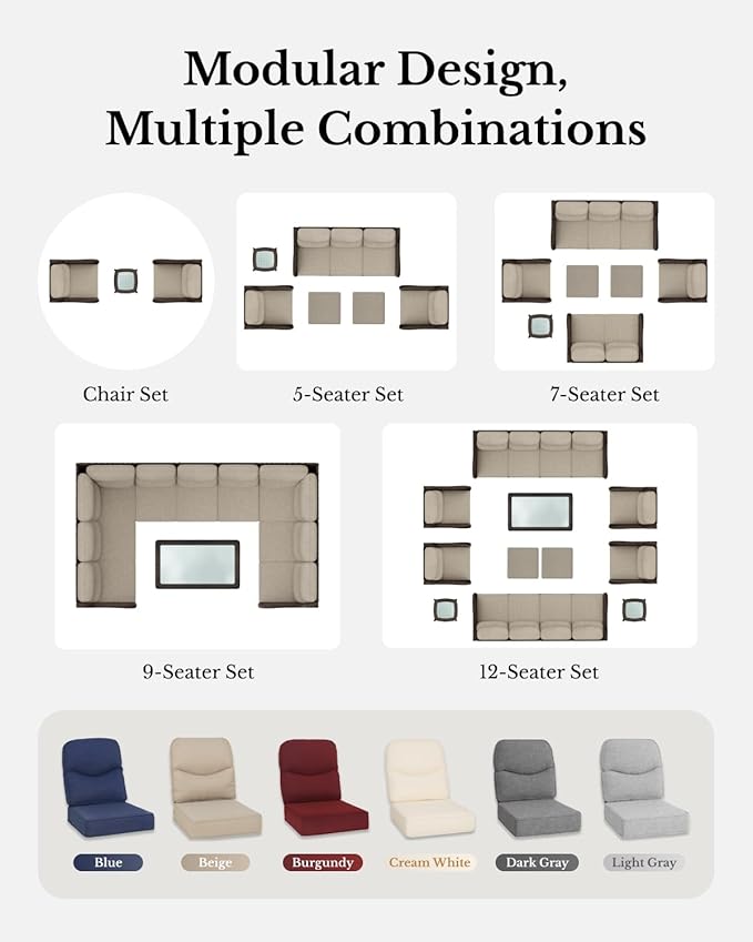 HILLGA Luxury Patio Furniture Set with 6-inch Thick Cushion, Outdoor High Back Swivel Rocker Patio Chairs, 2PCS Wicker Conversation Set for Deck Yard and Poolside, Dark Grey (V2)