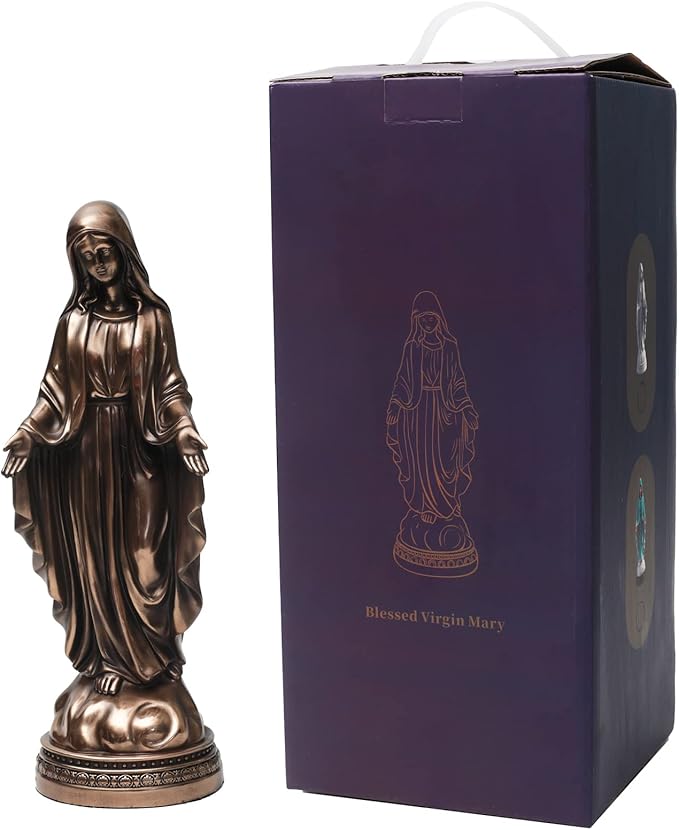 12 Inch Blessed Virgin Mary Decorative Figurine,Catholic Religious Gifts 12 Inch Resin Statue Figurine (Cold Cast Bronze)