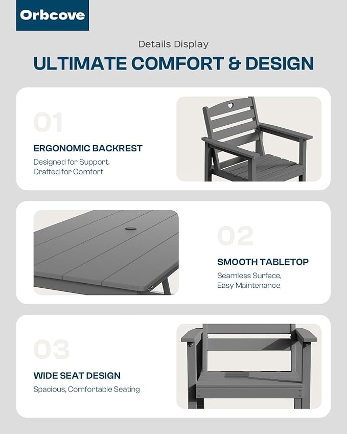 HDPE 2-Piece Outdoor Dining Chairs, Weather-Resistant Heart-Cutout Design Patio Dining Chairs, Outdoor Furniture for Lawn, Patio, Porch, Deck, Poolside, Yard (Grey)