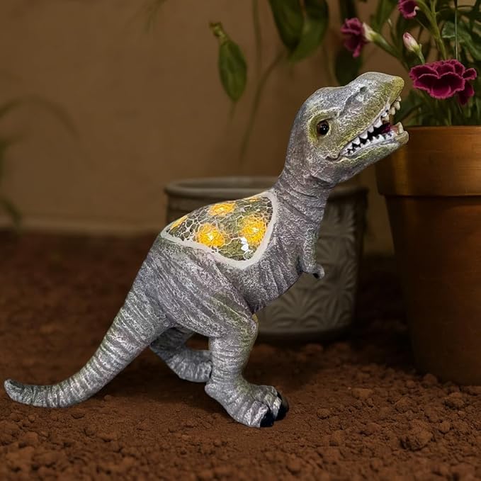 Dinosaur Garden Statue Outdoor Decoration - Weather Resistant Resin Dinosaur Sculpture, Hand-Painted Retro Design, Perfect for courtyards, porches, Fish Tanks