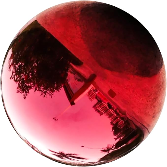Toyvian Stainless Steel Mirror Reflective Ball: 5.3 Inch Polished Red Gazing Sphere Outdoor Garden Decoration Reflective Ornament