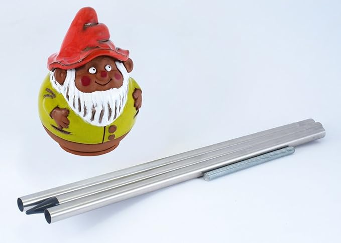 Ceramic Garden Decor - Gnome Lawn stake - Outdoor statue - Perfect, unique gifts for gardeners woman, men, yard gifts - Handmade, Frostproof