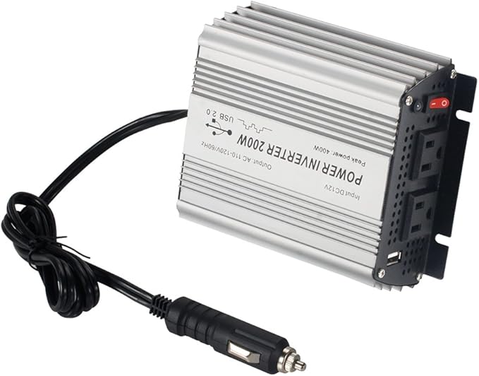 200W Power Inverter DC 12V,Output 110V-120V AC Car Inverter with USB Car Adapter