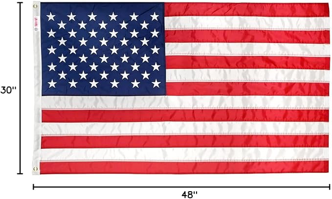 Super Tough 2.5ft x 4ft Nylon American Flag, Made in the USA, Embroidered Stars, Sewn Stripes