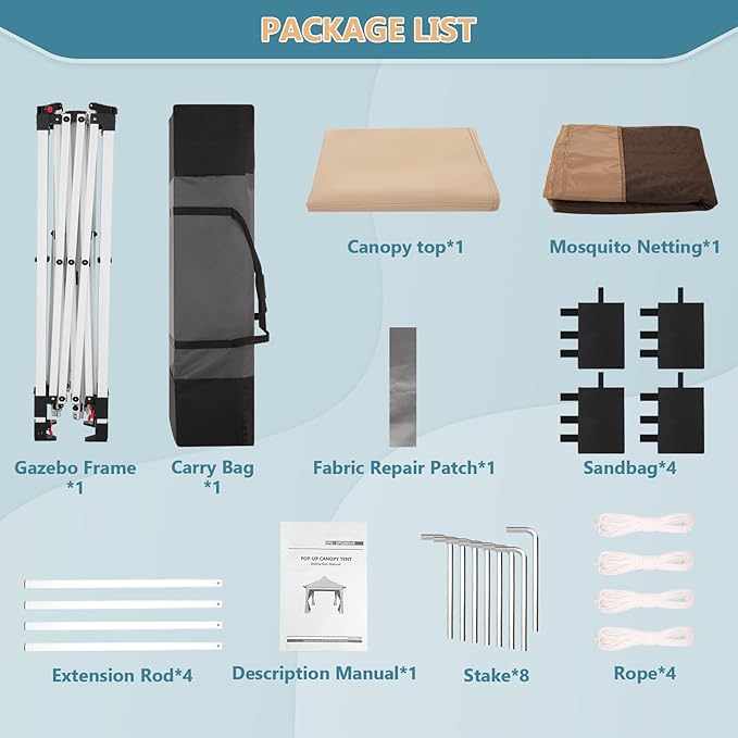 COBIZI 12x12 Pop Up Gazebo On Clearance Canopy Tent Easy Up Outdoor Gazebo Waterproof Upgrade with Mosquito Nettings and Carry Bag for Patio Garden Lawn