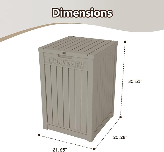 48 Gallon Large Package Delivery Box,Storage Box with Lockable Secure,Double-Wall Resin Outdoor Package Delivery and Waterproof Deck Box for Porch, Curbside (Grey)