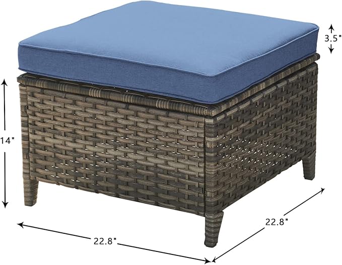 HUMMUH Patio Furniture 5 Pieces Outdoor Furniture Set Wicker Outdoor Sectional Couch with Patio Swivel Rocking Chairs,Ottomans for Patio