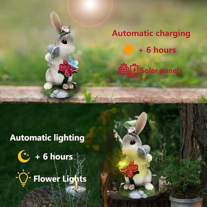 Solar Garden Decor Statues Outdoor, Birthday Gifts for Women Mom Grandma Senior Elder, Ornament for Balcony, Garden, Patio, Yard, Lawn