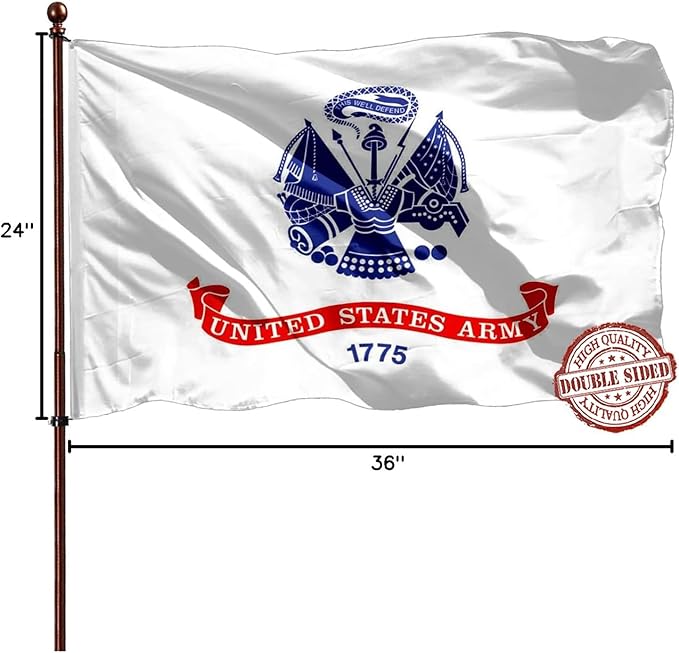 Double Sided White US Army Flag 2x3 Outdoor- Heavy Duty 3 Ply 210D- US Army Flags 2x3- With Canvas Header & 2 Brass Grommets