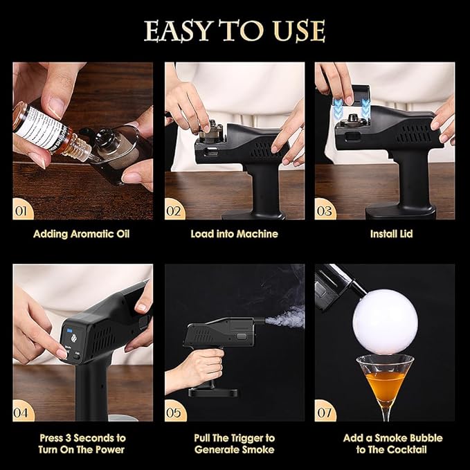 Drinks Bubble Smoker, Includes Aromas and Edible Bubbles, for Cocktails and Enhancing The Flavour of Food, Bar/Home Use (1S Pro)