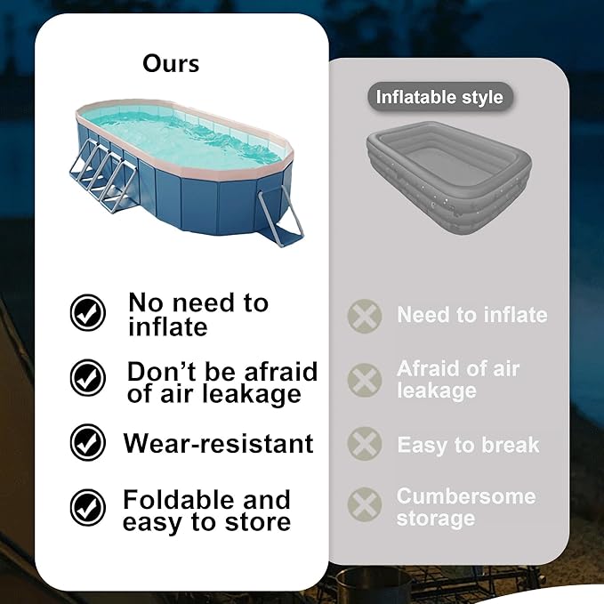 3.0m Oval Non-Inflatable Garden PVC Swimming Pool in Blue-Gray