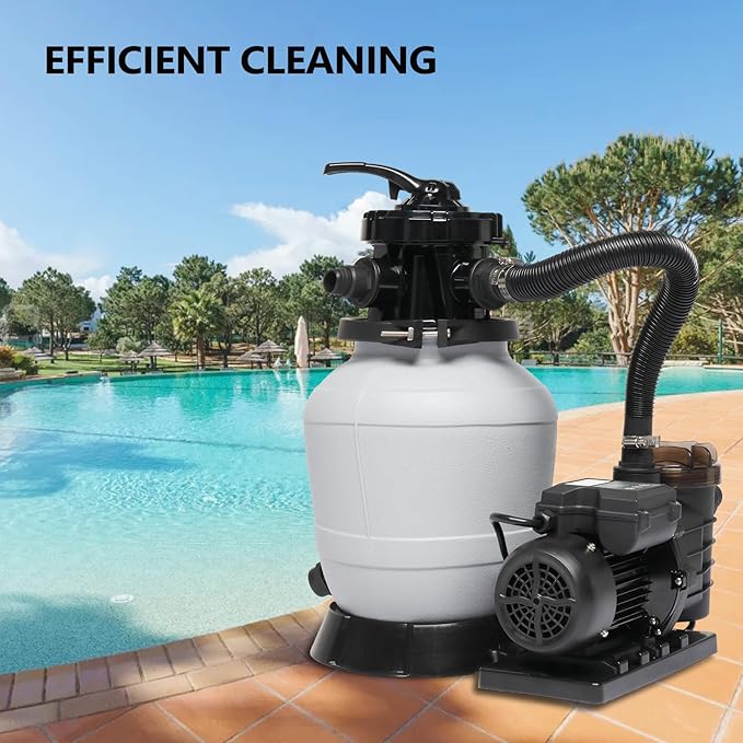 VINGLI Sand Pool Filter 14in Tank with A 3/4HP Pool Pump 115V,24H Timer Above Ground Inground Swimming Pool Pump with Filter Basket,3435GPH