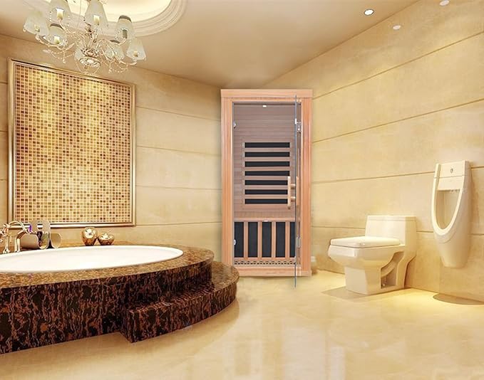 Dynamic Home Infrared Sauna Room 1 to 2 Person Wooden Canadian Hemlock 1260W Graphene Carbon Plate Heater Indoor Saunas