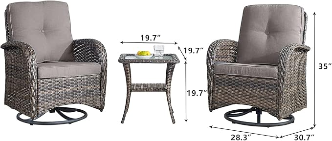 HUMMUH 5-Piece Patio Furniture PE Wicker Outdoor Conversation Set,All-Weather Rattan Swivel Chairs Outdoor Glider Couch for Backyard,Poolside,Deck
