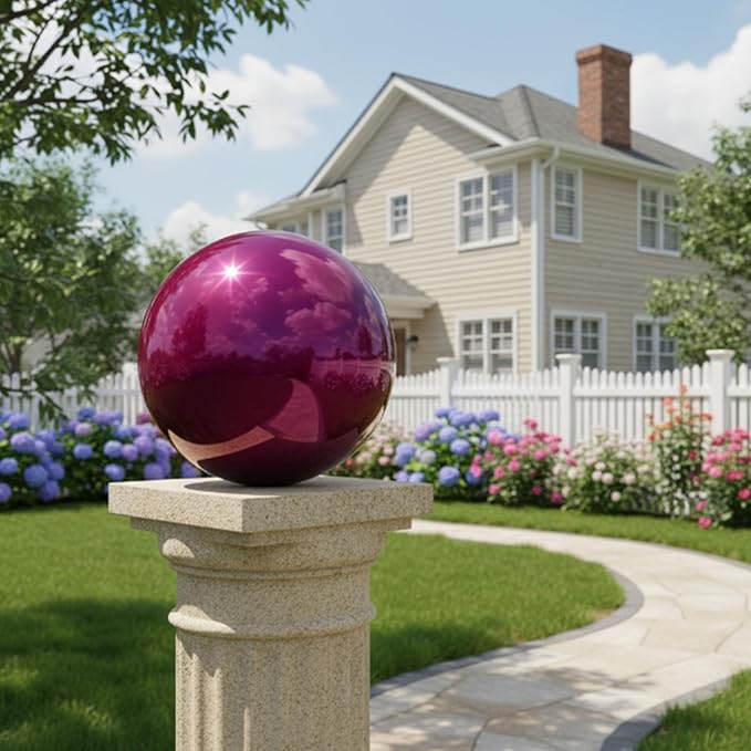 Decorative Garden Gazing Ball, Home Garden Gazing Globe Mirror Balls, Polished Stainless Steel Shiny Sphere, Ideal As a Housewarming Gift (Dia:20cm/8 inches)
