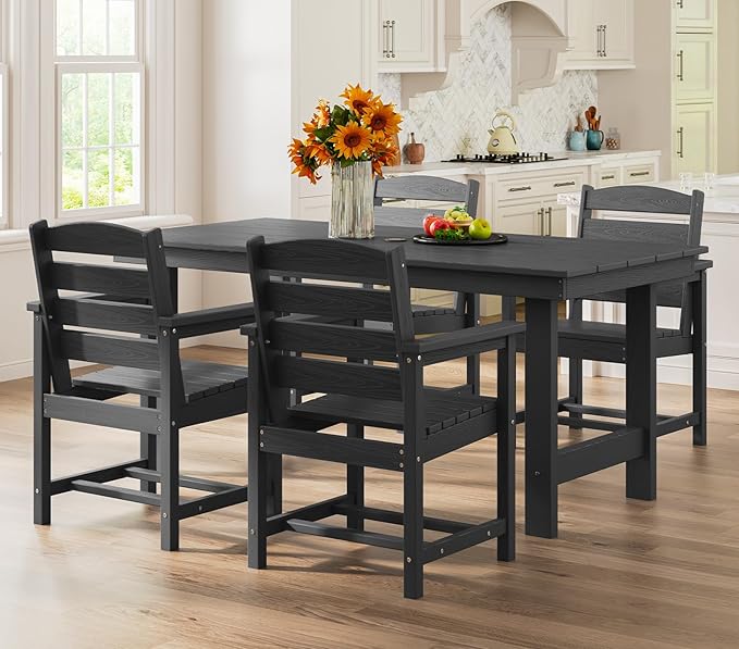 SERWALL Patio Dining Chair Set of 2, Black