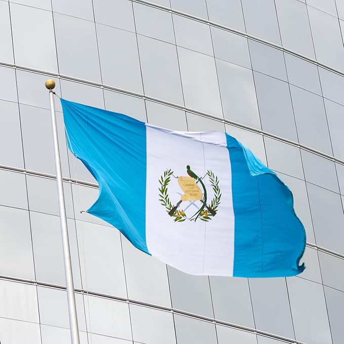 Guatemala Guatemalan Flag 3x5 ft Outdoor, Double Sided 3 Ply Heavy Duty Guatemala National Country Flag, 100% Quality Polyester Guatemalan Banner with Brass Grommets 4 Rows Stitches